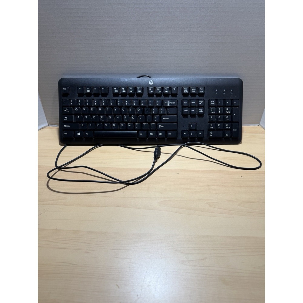 HP KU 1156 Wired USB Keyboard Black Full Size Standard Layout "Tested"